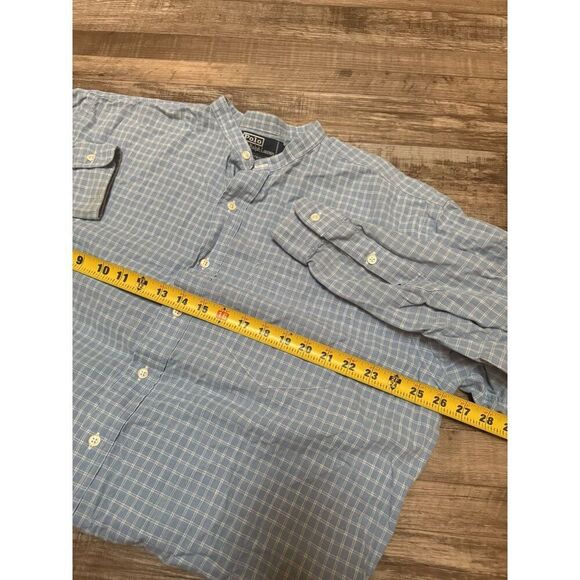 Vintage Ralph Lauren Polo Post boy Men’s Shirt L Collarless Linen Blend - Picture 4 of 5